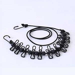 Nešiojama kelioninė ir lauko drabužių virvė su spaustukais | HANGCLIP