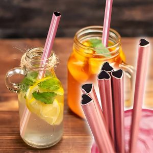 Romantiškas rožinis širdelės formos daugkartinio naudojimo šiaudelis | HEARTSTRAW